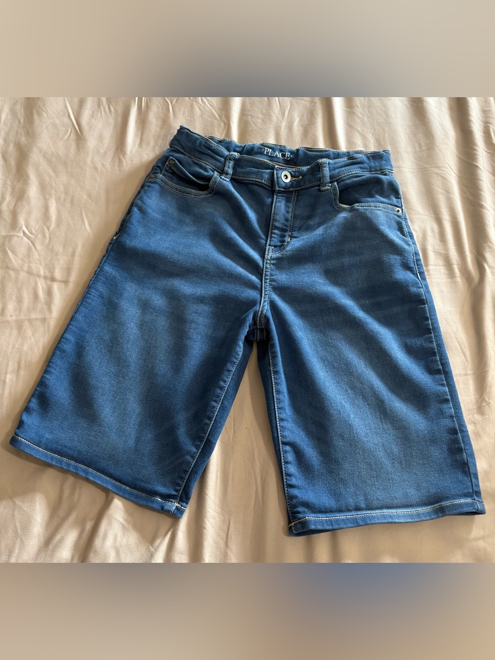 The Children’s Place Boys Denim Jean Shorts Size 12 Stretch Elastic Waist EUC